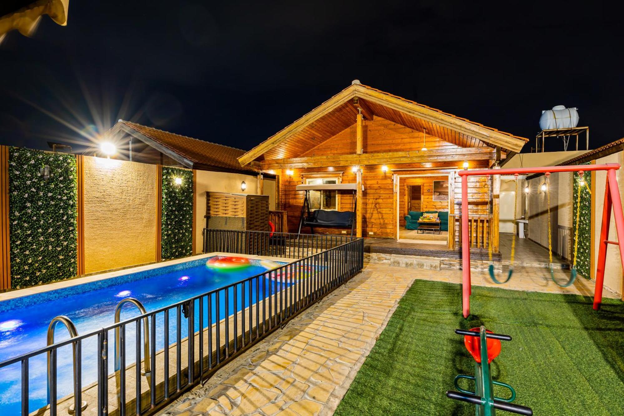 شاليهات الكوخ السويسري وأكوابارك Villa Ash Shishah ภายนอก รูปภาพ