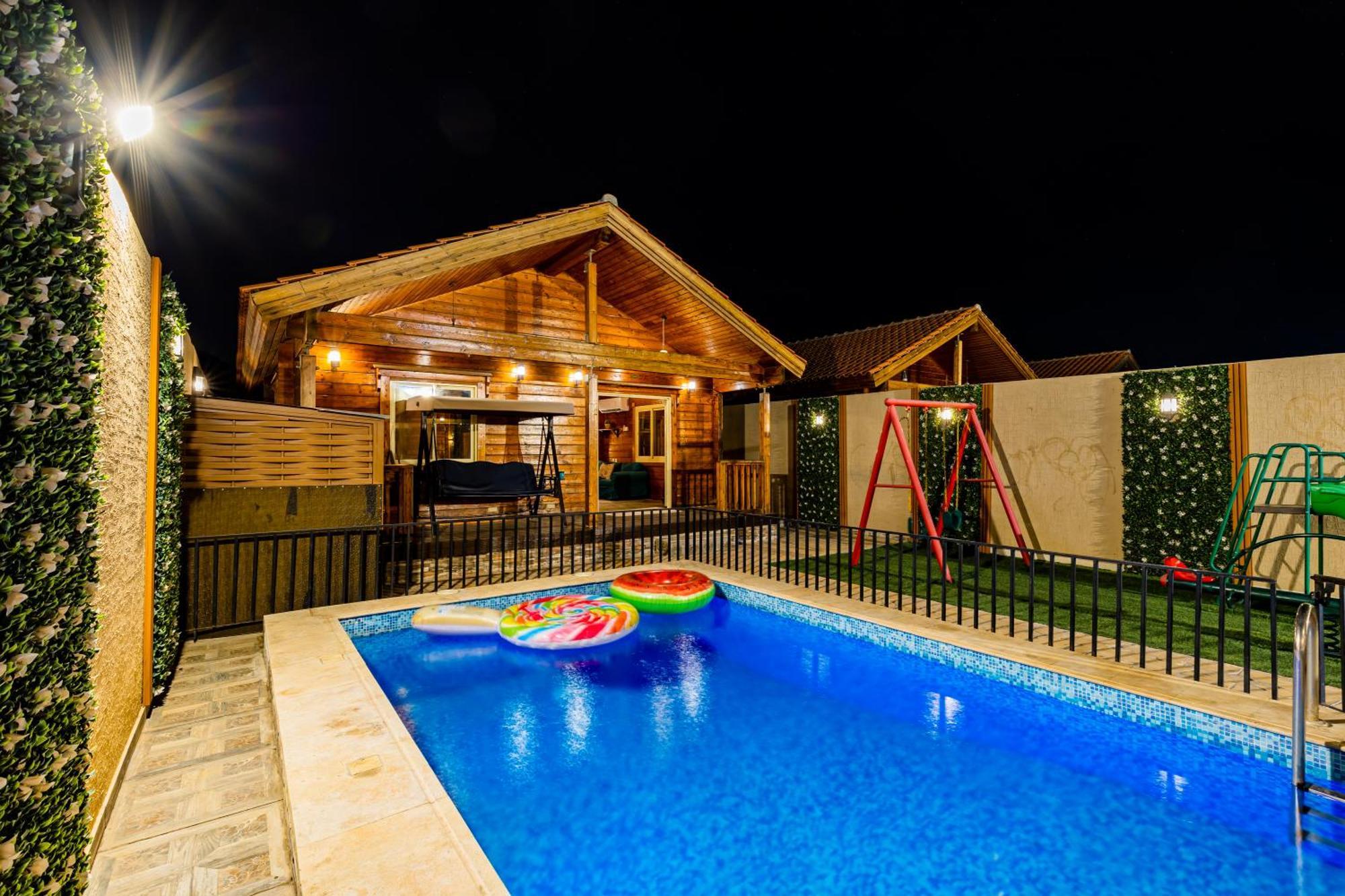 شاليهات الكوخ السويسري وأكوابارك Villa Ash Shishah ภายนอก รูปภาพ